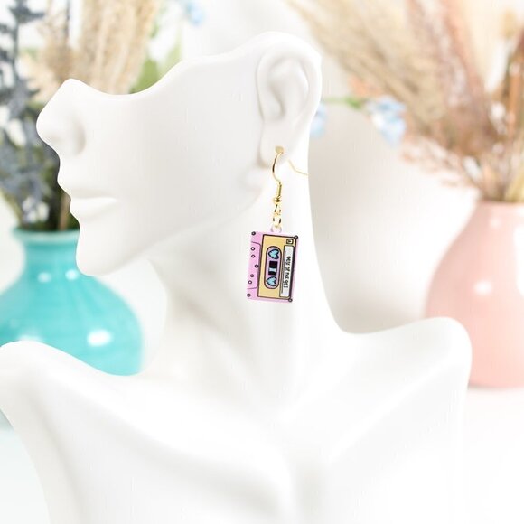 CLEARANCE Best of the 90s Cassette Earrings, New - Picture 1 of 6
